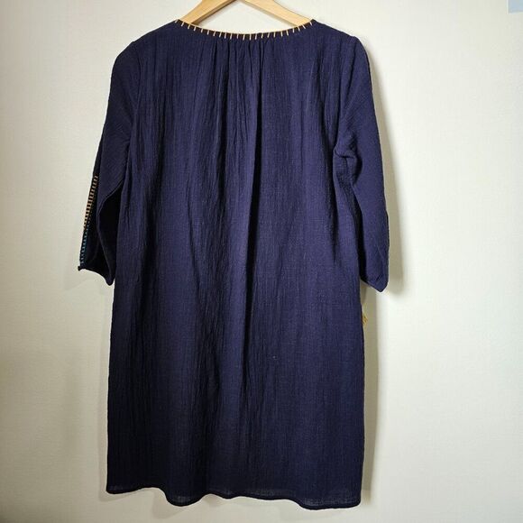 EUC THML BLUE COTTON EMBROIDERED BOHO SHORT DRESS SIZE SMALL - Picture 5 of 16